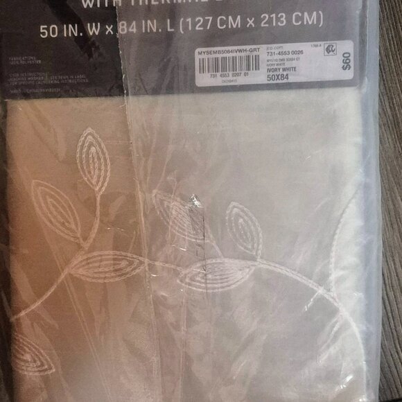 Ivory White curtains (4) 50in w× 84 in. New in original packaging. - Picture 2 of 4